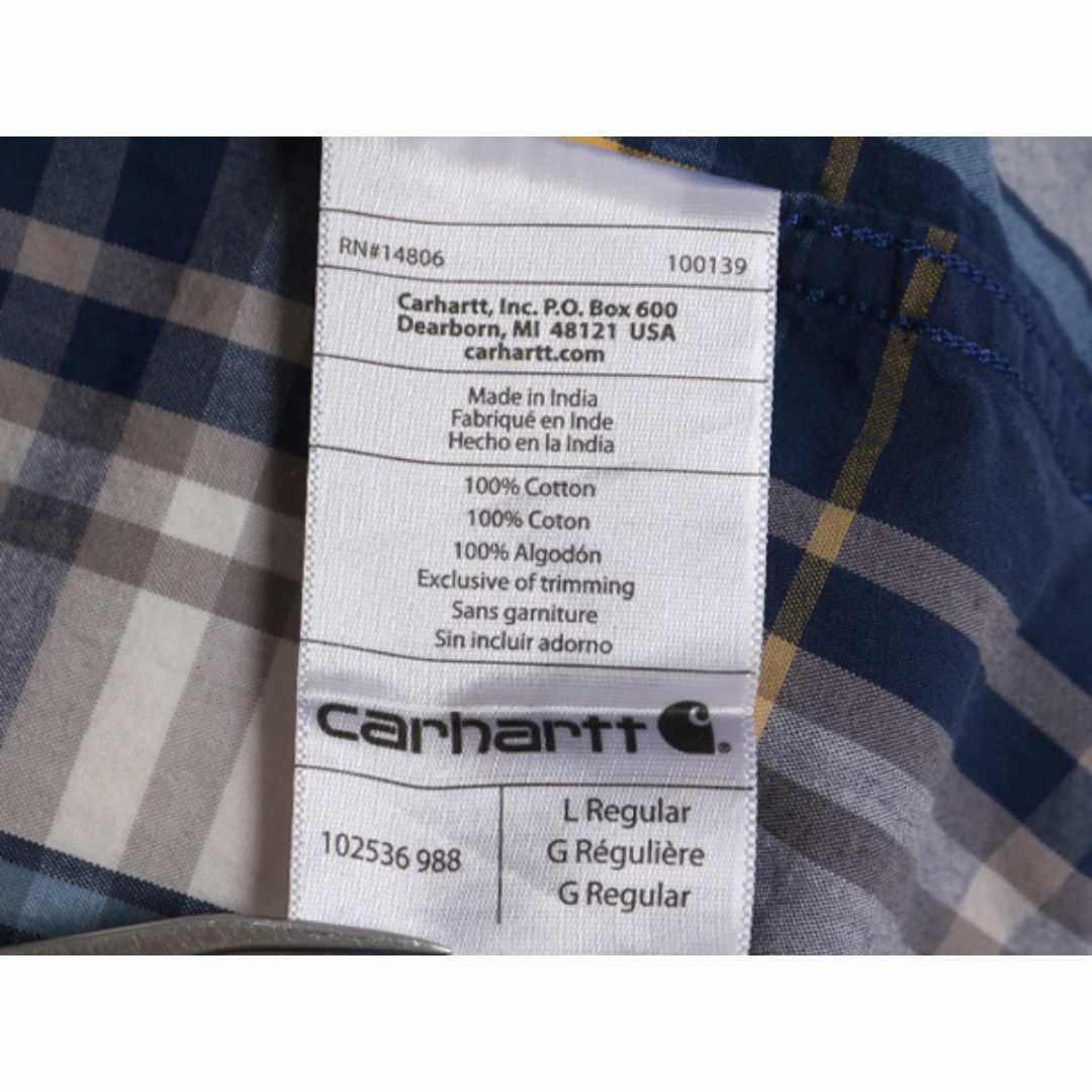 US企画 カーハート チェック ボタンダウン 半袖 シャツ メンズ L / 古着 Carhartt ワーク コットン BD BDシャツ ワンポイント マルチカラー メンズのトップス(シャツ)の商品写真