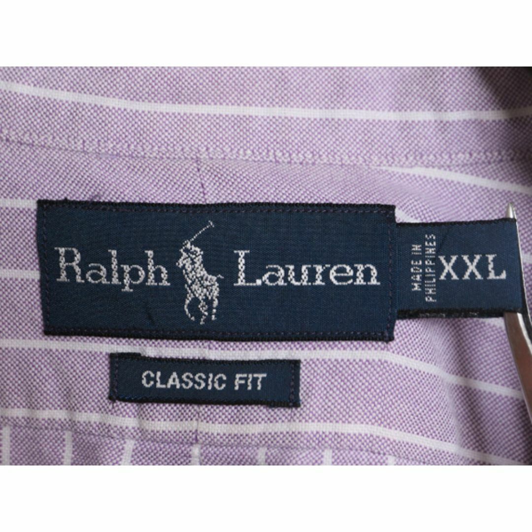 Ralph Lauren(ラルフローレン)の90s ラルフローレン オックスフォード ストライプ 半袖 ボタンダウン シャツ メンズ XXL 古着 90年代 オールド ポロ 大きいサイズ コットン メンズのトップス(シャツ)の商品写真