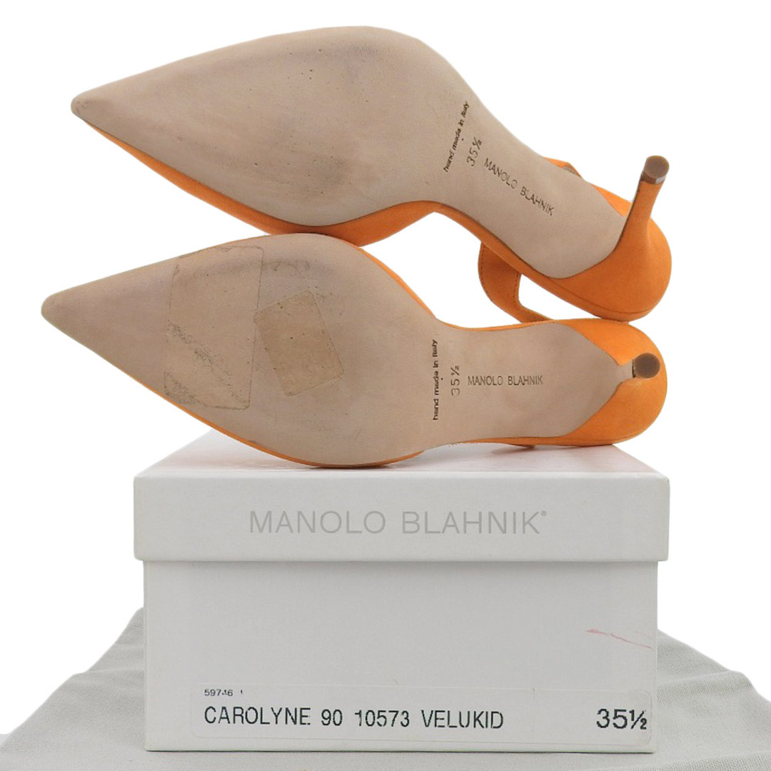MANOLO BLAHNIK(マノロブラニク)のマノロブラニク 美品 MANOLO BLAHNIK マノロブラニク CAROLYNE スエード バックストラップ スリングバック パンプス レディース オレンジ 35 1/2 35.5 レディースの靴/シューズ(ハイヒール/パンプス)の商品写真