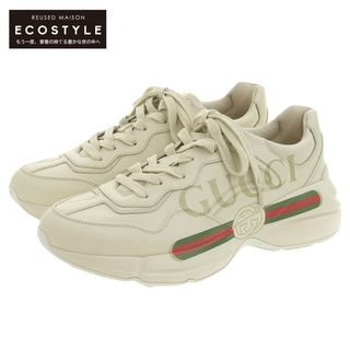 グッチ(Gucci)のグッチ 未使用 GUCCI グッチ ロゴ レザー スニーカー メンズ ベージュ 8 500877 8(その他)