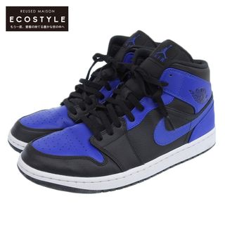 ナイキ(NIKE)のナイキ 美品 NIKE ナイキ AIR JORDAN 1 MID レザー ハイカット スニーカー メンズ ブルー ブラック 29cm 554724-077 11(US)(その他)