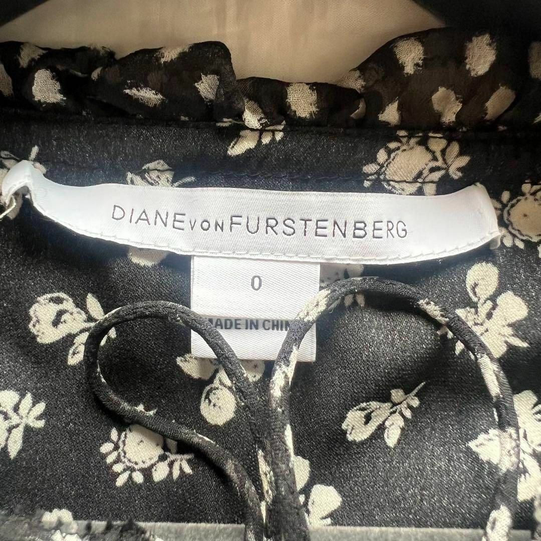 DIANE von FURSTENBERG(ダイアンフォンファステンバーグ)の【美品】DIANEvonFURSTENBERG シフォンワンピース 0 ブラック レディースのワンピース(ひざ丈ワンピース)の商品写真