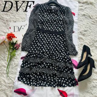 DIANE von FURSTENBERG - 【美品】DIANEvonFURSTENBERG シフォンワンピース 0 ブラック