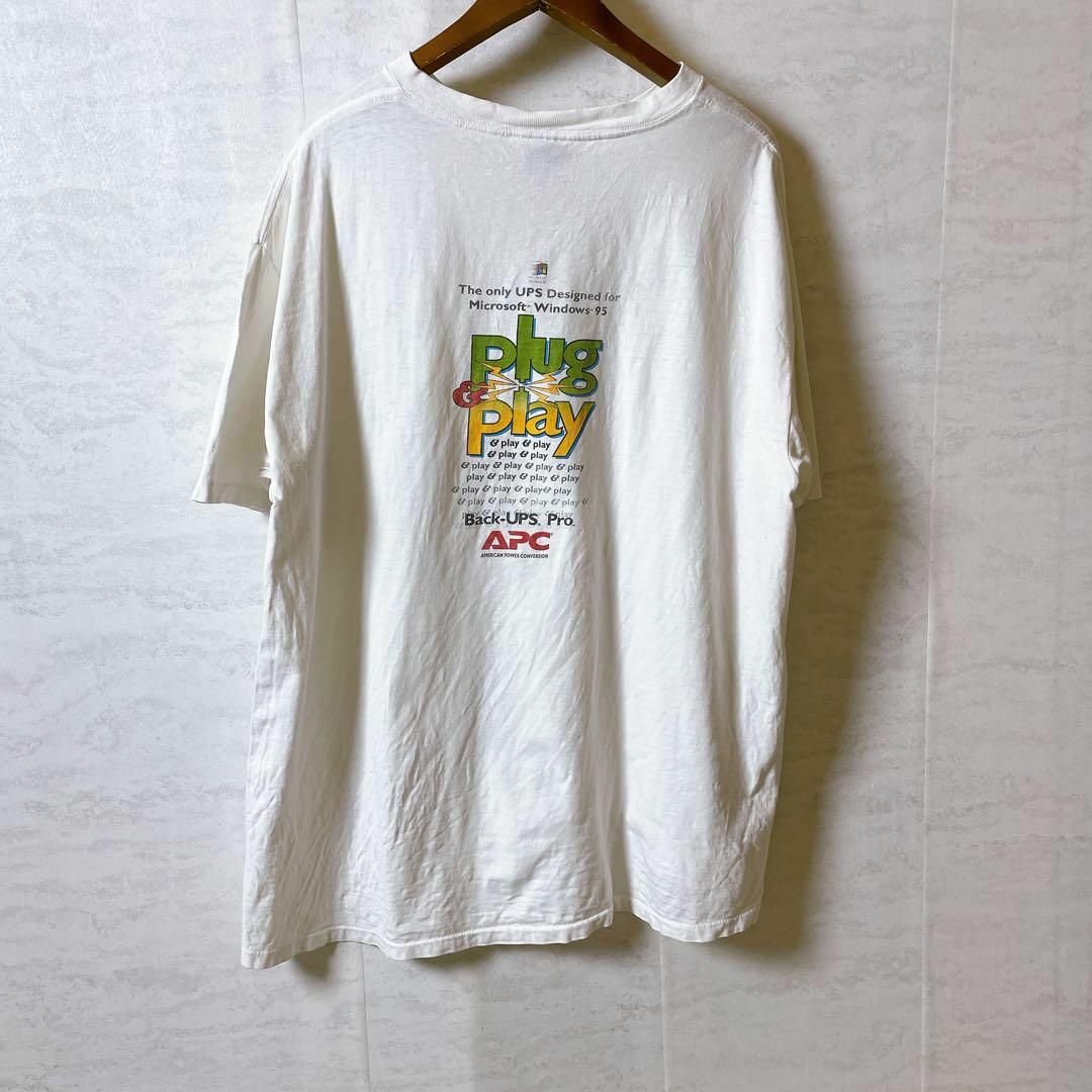 90ＳAPC　マイクロソフト ウィンドウズ95 ソフトウェア Tシャツ XL古着 メンズのトップス(Tシャツ/カットソー(半袖/袖なし))の商品写真