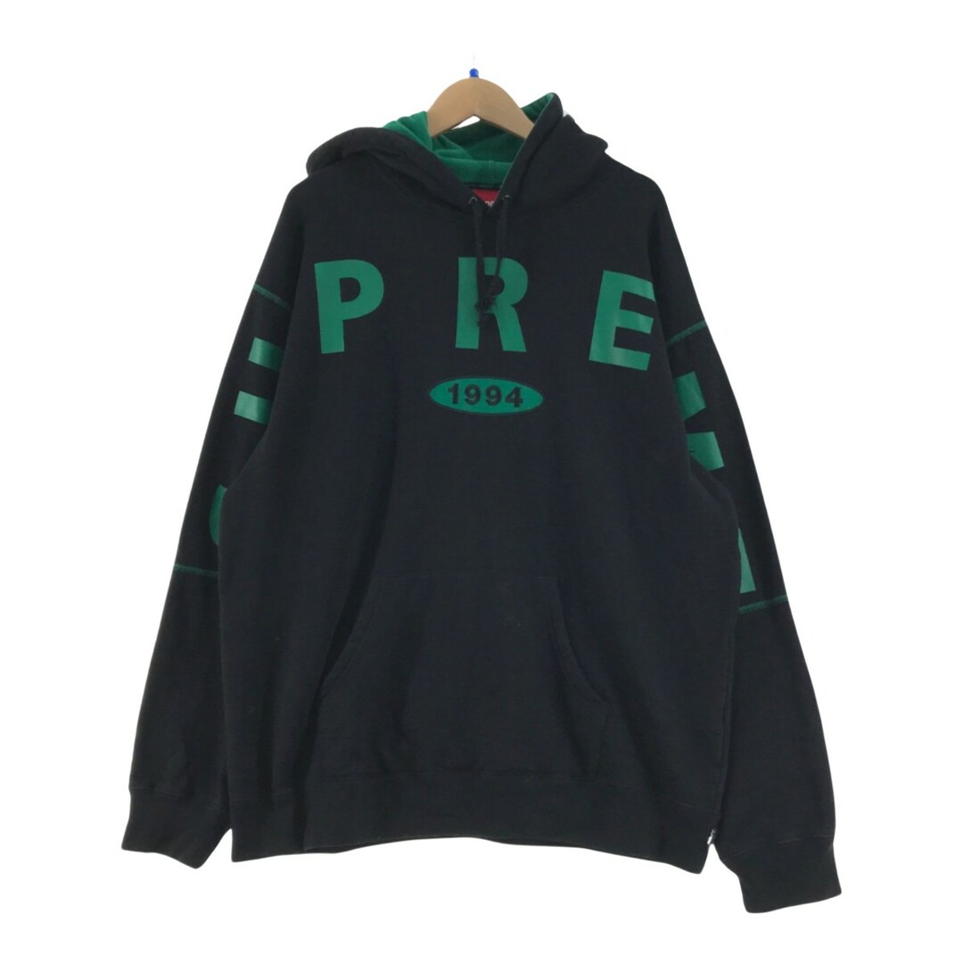 Supreme(シュプリーム)の▼▼Supreme シュプリーム パーカー 19AW フロントロゴ ブラック×グリーン メンズのトップス(パーカー)の商品写真