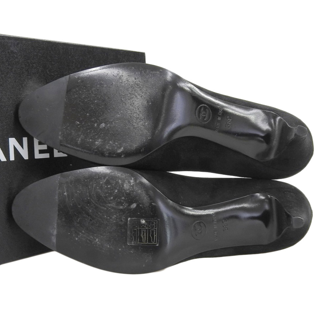 CHANEL(シャネル)のシャネル 美品 CHANEL シャネル スエード シルバートゥ レディース パンプス 黒 ブラック 38C 38C レディースの靴/シューズ(ハイヒール/パンプス)の商品写真