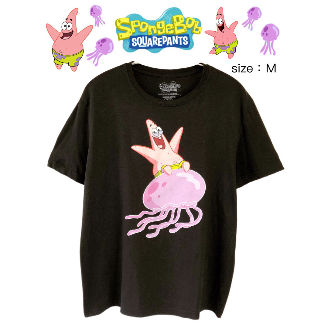 Sponge Bob　Patrick Star　Tシャツ　M　黒　USA古着 メンズのトップス(Tシャツ/カットソー(半袖/袖なし))の商品写真