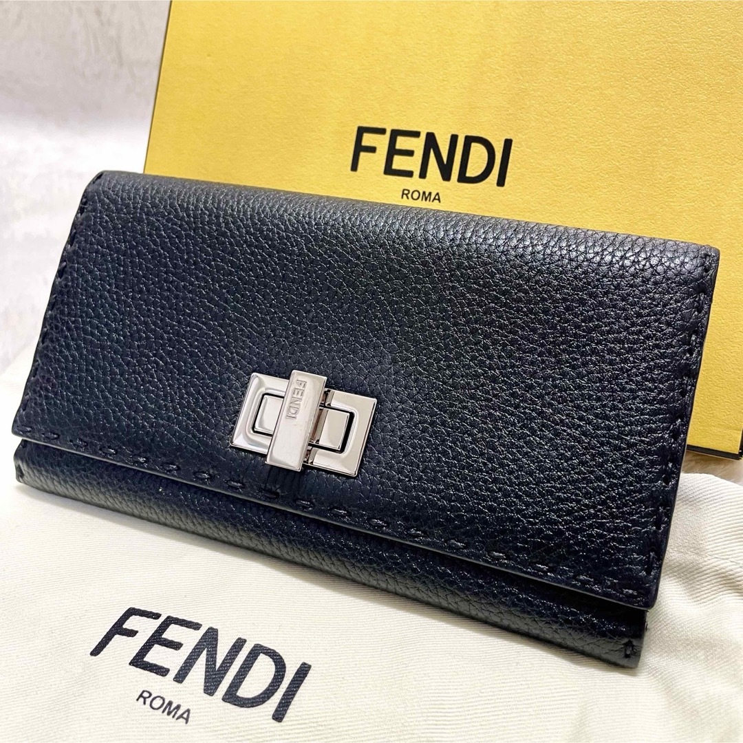 FENDI(フェンディ)の箱付き FENDI フェンディ ピーカブー レザー ⻑財布 セレリア BLK レディースのファッション小物(財布)の商品写真