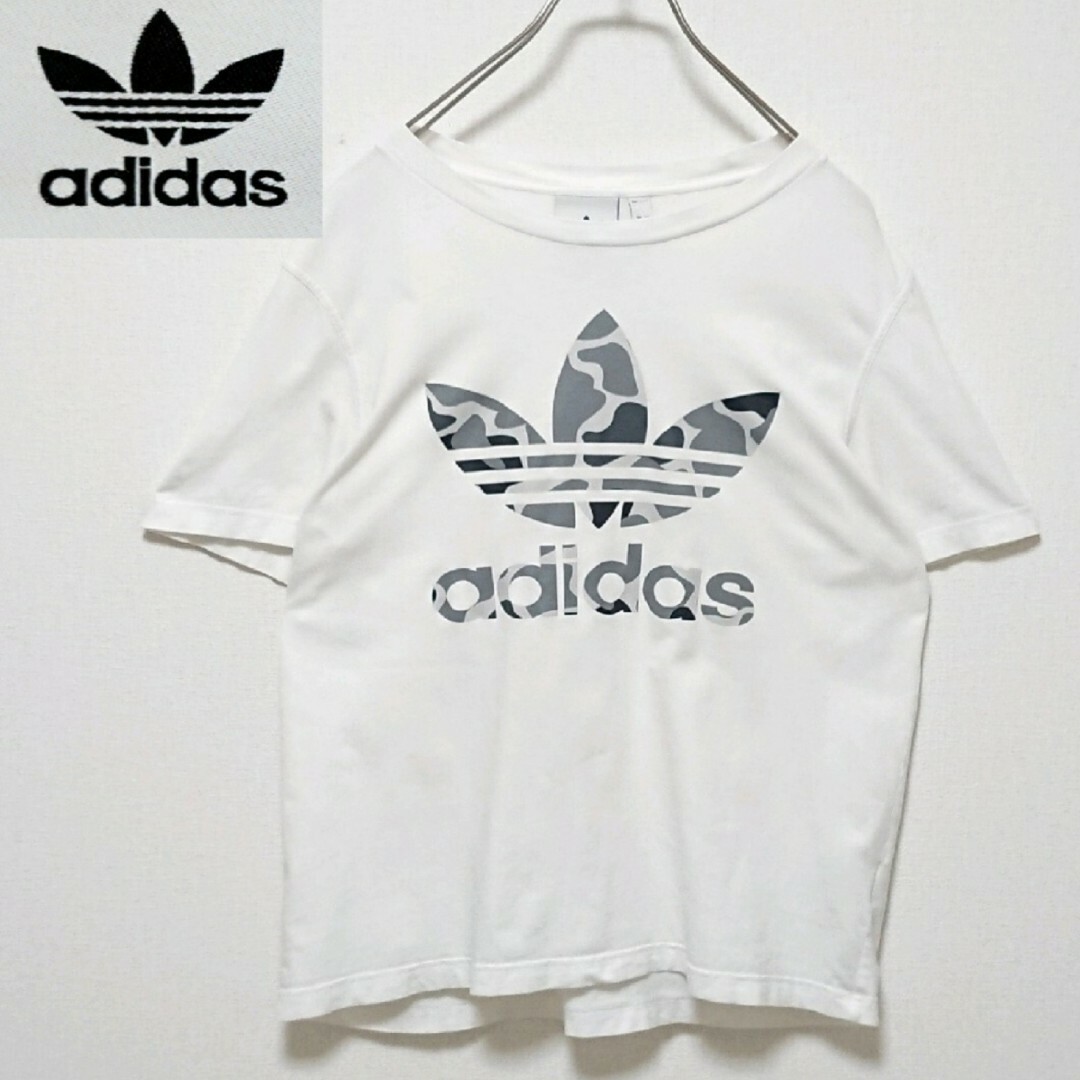 adidas(アディダス)のアディダス フロント カモフラ トレフォイル ロゴ ホワイト 半袖 Tシャツ メンズのトップス(Tシャツ/カットソー(半袖/袖なし))の商品写真