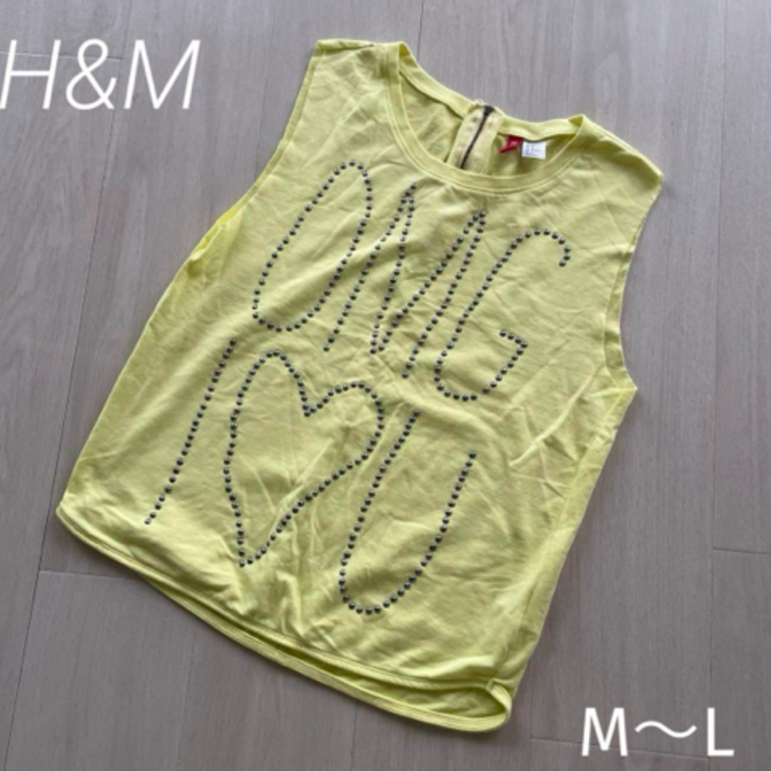 H&M(エイチアンドエム)の◎ H&M  おしゃれなスタッズノースリーブ　M〜L レディースのトップス(Tシャツ(半袖/袖なし))の商品写真