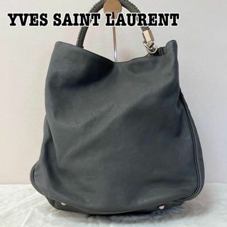 YVES SAINT LAURENT ローディ　レザー　トートバッグ　グレー