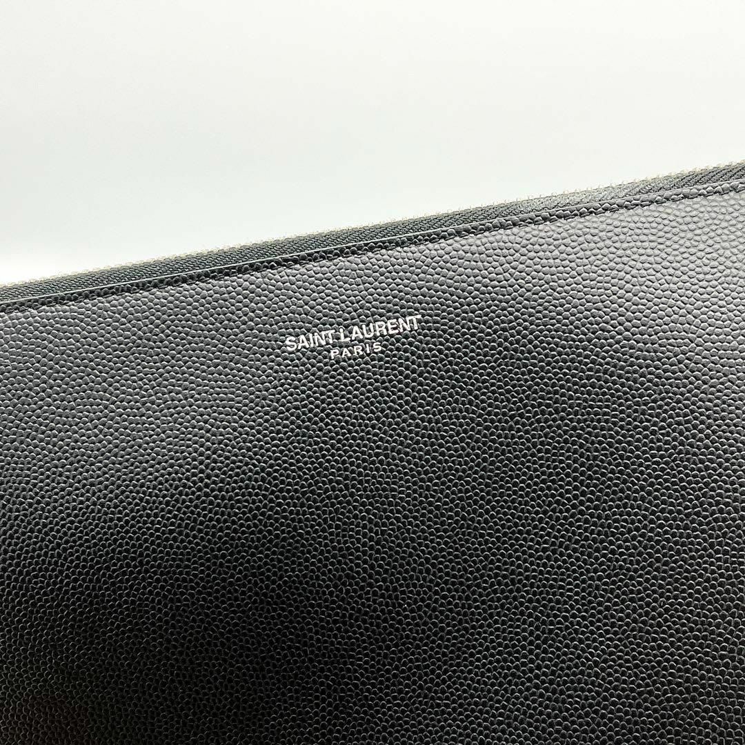 Saint Laurent(サンローラン)の⭐️鑑定済⭐️サンローランパリ キャビアスキン クラッチバッグ レザー ブラック メンズのバッグ(セカンドバッグ/クラッチバッグ)の商品写真