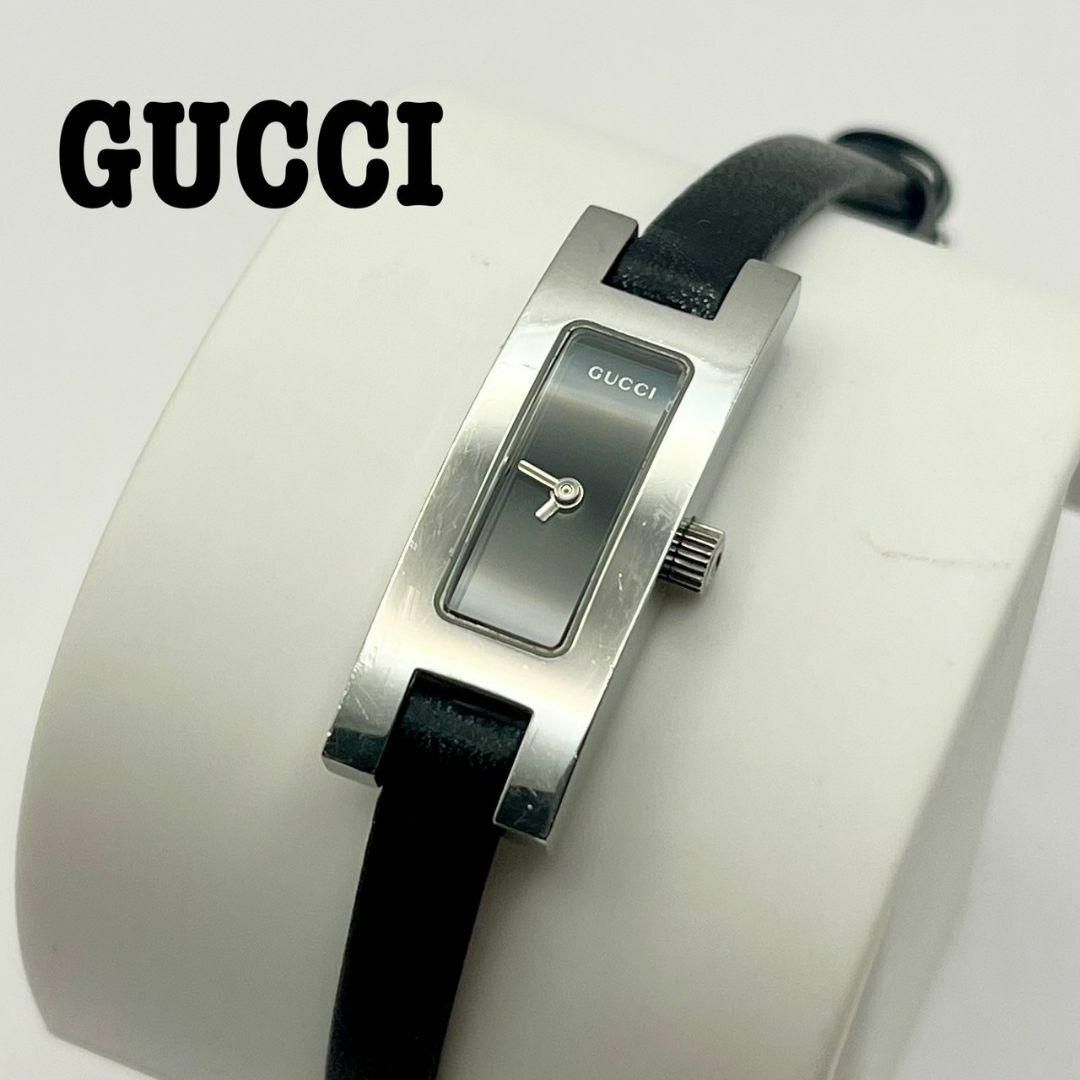 Gucci(グッチ)のGUCCI 腕時計　3900L クォーツ　スクエア　シルバー　レザー　ブラック レディースのファッション小物(腕時計)の商品写真