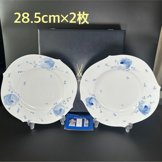 マイセン(MEISSEN)の新品大皿 マイセン 青い花 プレート(28.5cm)2枚 共箱付、1級品(食器)