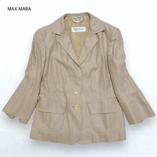 マックスマーラ(Max Mara)のマックスマーラ リネン100 ジャケット ベージュ 白タグ 42(テーラードジャケット)