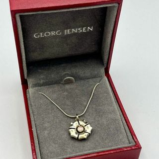 ジョージジェンセン(Georg Jensen)の希少 GEORG JENSEN ローズクォーツ　花　ネックレス　シルバー925(ネックレス)