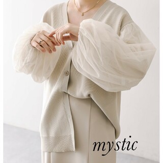 mystic - 新品 mystic チュールスリーブカーディガン