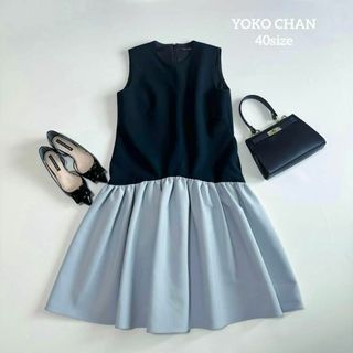 ヨーコチャン(YOKO CHAN)のyokochan　ヨーコチャン　バイカラー　ノースリーブワンピース　ヘムフレア(ロングワンピース/マキシワンピース)