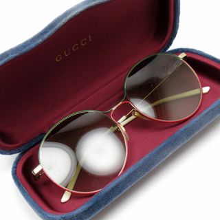 グッチ(Gucci)のグッチ GUCCI サングラス インターロッキングG プラスチック/メタル ブラウン/グリーン/レッド ゴールド ユニセックス 送料無料【中古】 w0228g(サングラス/メガネ)