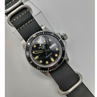 新品カスタムSEIKOMOD 39.5mm黒サブ ビンテージNH35機械式(腕時計(アナログ))