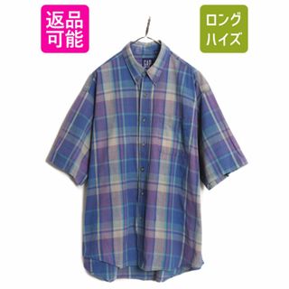 90s OLD GAP チェック 半袖 ボタンダウン シャツ メンズ L / 90年代 オールド ギャップ 紺タグ 旧タグ コットン BD BDシャツ マルチカラー(シャツ)