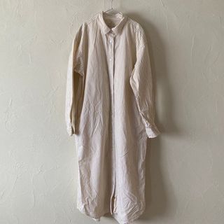 ムジルシリョウヒン(MUJI (無印良品))の無印良品　M ストライプワンピース　イエロー(ひざ丈ワンピース)