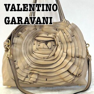 valentino garavani - VALENTINO GARAVANI 　レザー　フラワー　2way　トートバッグ