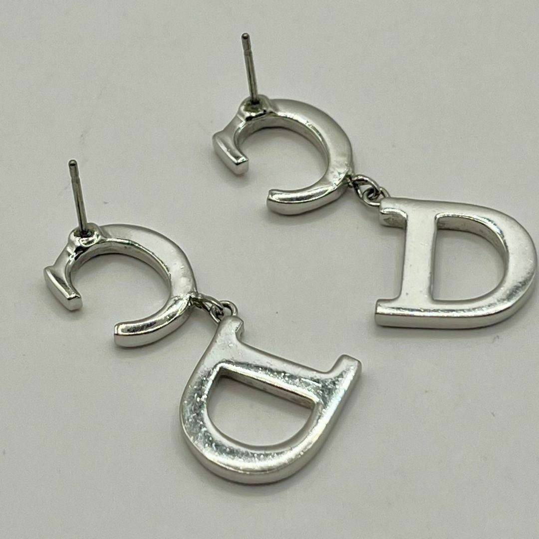 Christian Dior(クリスチャンディオール)の希少 美品 Christian Dior ラインストーン　CD　ピアス　シルバー レディースのアクセサリー(ピアス)の商品写真