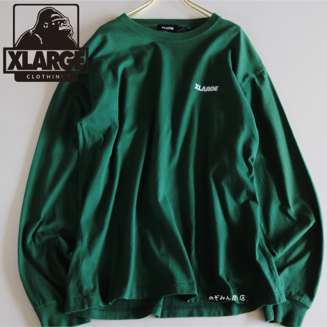 XLARGE(エクストララージ)の【XLARGE】長袖Tシャツ　正面文字ロゴ　背面キャラロゴ　カーキ　L★ メンズのトップス(Tシャツ/カットソー(七分/長袖))の商品写真