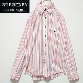 バーバリーブラックレーベル(BURBERRY BLACK LABEL)の美品 希少 バーバリーブラックレーベル 刺繍 ロゴ マルチカラー 長袖 シャツ(シャツ)