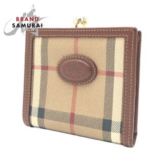 バーバリー(BURBERRY)のBURBERRY バーバリー ヴィンテージ ノヴァチェック シャドーホース ブラウン 茶 ベージュ ゴールド金具 PVC 二つ折り財布 コンパクトウォレット 男女兼用 405011 【中古】(財布)