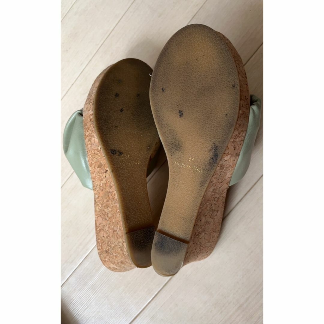 grandfleur*シャーリングウェッジサンダル＊グリーン レディースの靴/シューズ(サンダル)の商品写真