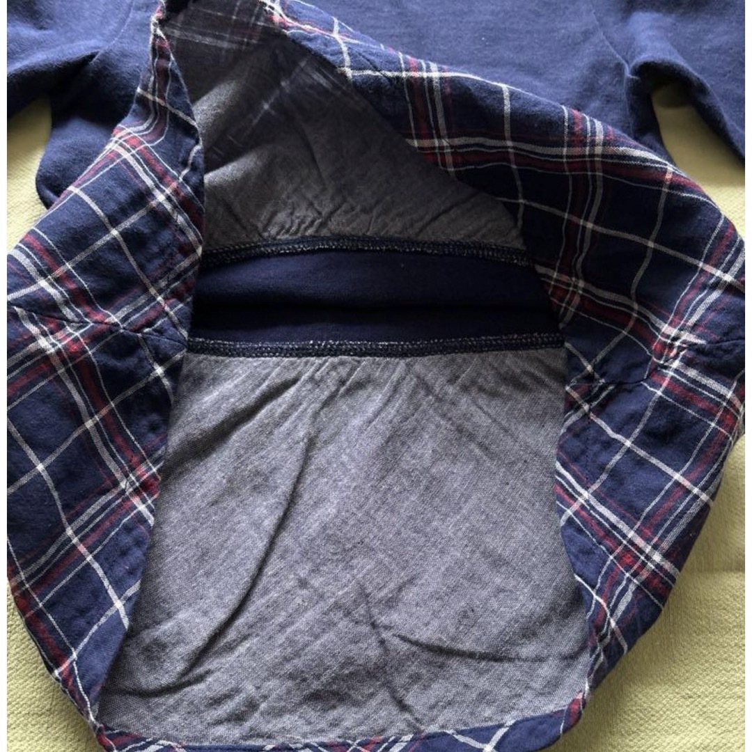 MUJI (無印良品)(ムジルシリョウヒン)の良品計画　ロンT   カットソー　110cm  チェック キッズ/ベビー/マタニティのキッズ服女の子用(90cm~)(Tシャツ/カットソー)の商品写真
