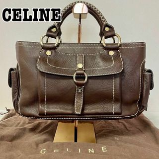 セリーヌ(celine)のCELINE レザー トートバッグ ブギー ブラウン クロスステッチ マカダム(ハンドバッグ)