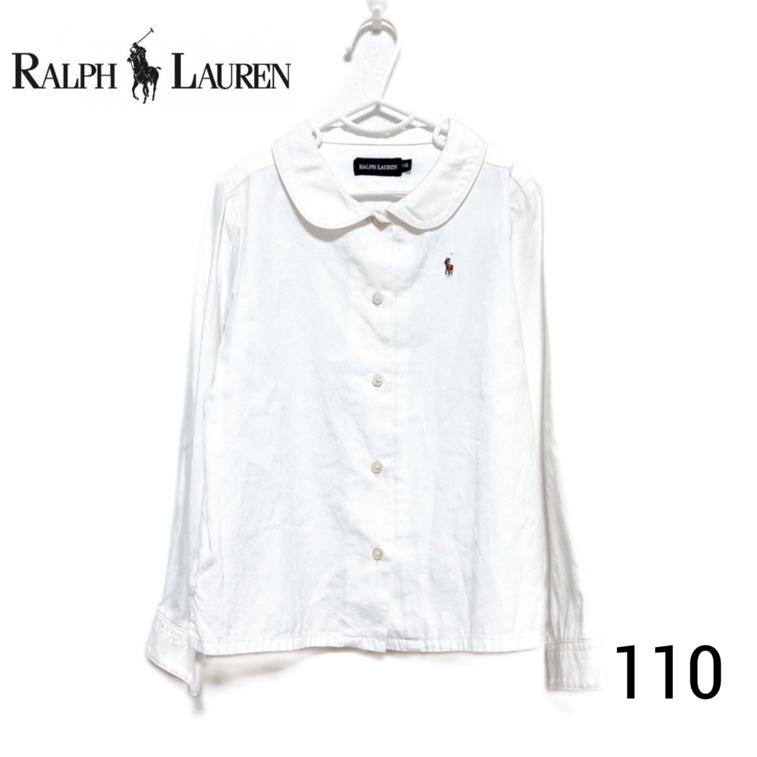 Ralph Lauren(ラルフローレン)のラルフローレン　長袖シャツ　110 女の子　白　ホワイト　フォーマル　丸襟 キッズ/ベビー/マタニティのキッズ服女の子用(90cm~)(ブラウス)の商品写真