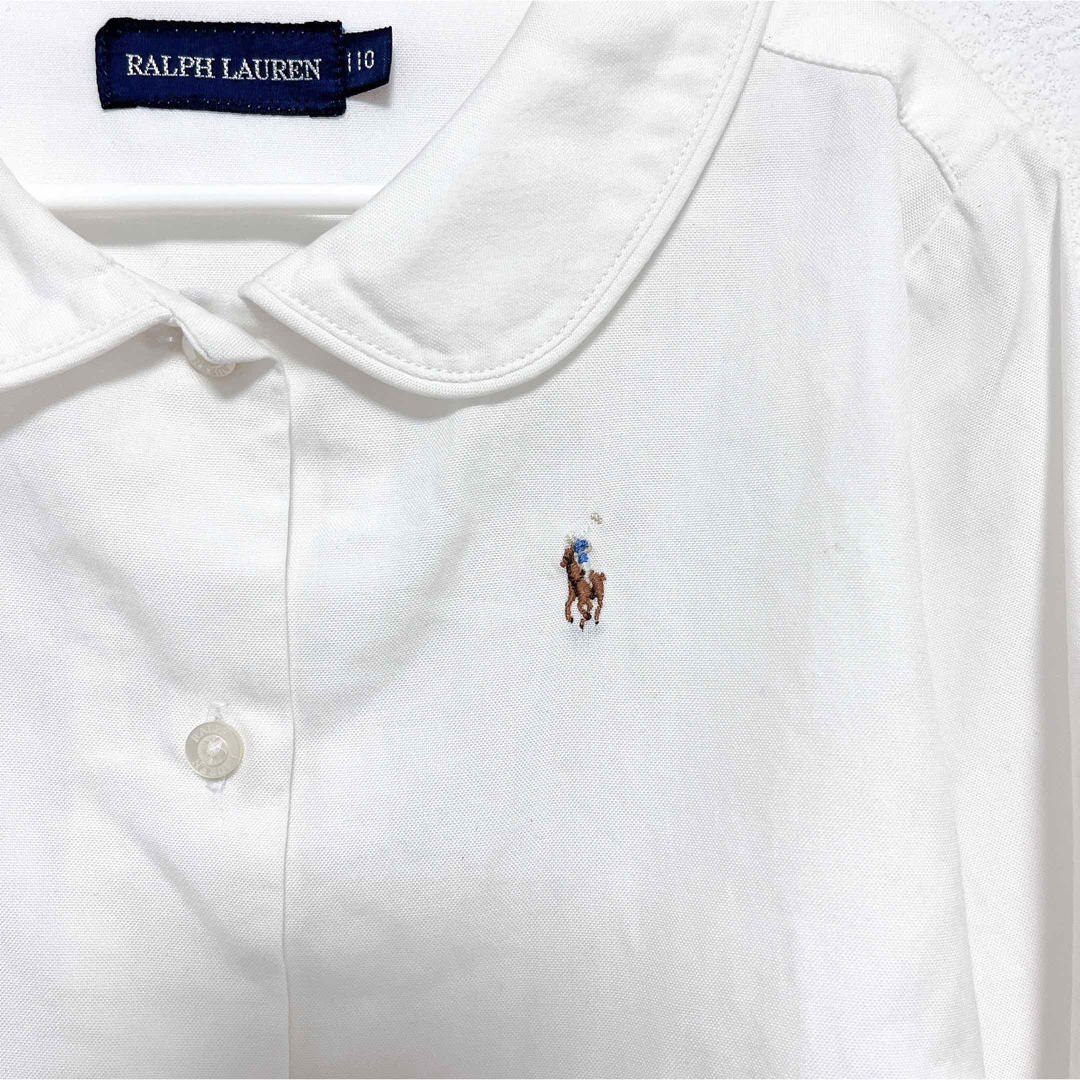 Ralph Lauren(ラルフローレン)のラルフローレン　長袖シャツ　110 女の子　白　ホワイト　フォーマル　丸襟 キッズ/ベビー/マタニティのキッズ服女の子用(90cm~)(ブラウス)の商品写真