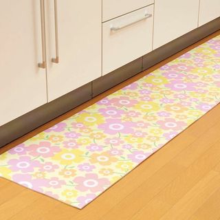 【サイズ:44×240_色:花柄】アイメディア キッチンマット 拭けるキッチンマ(その他)