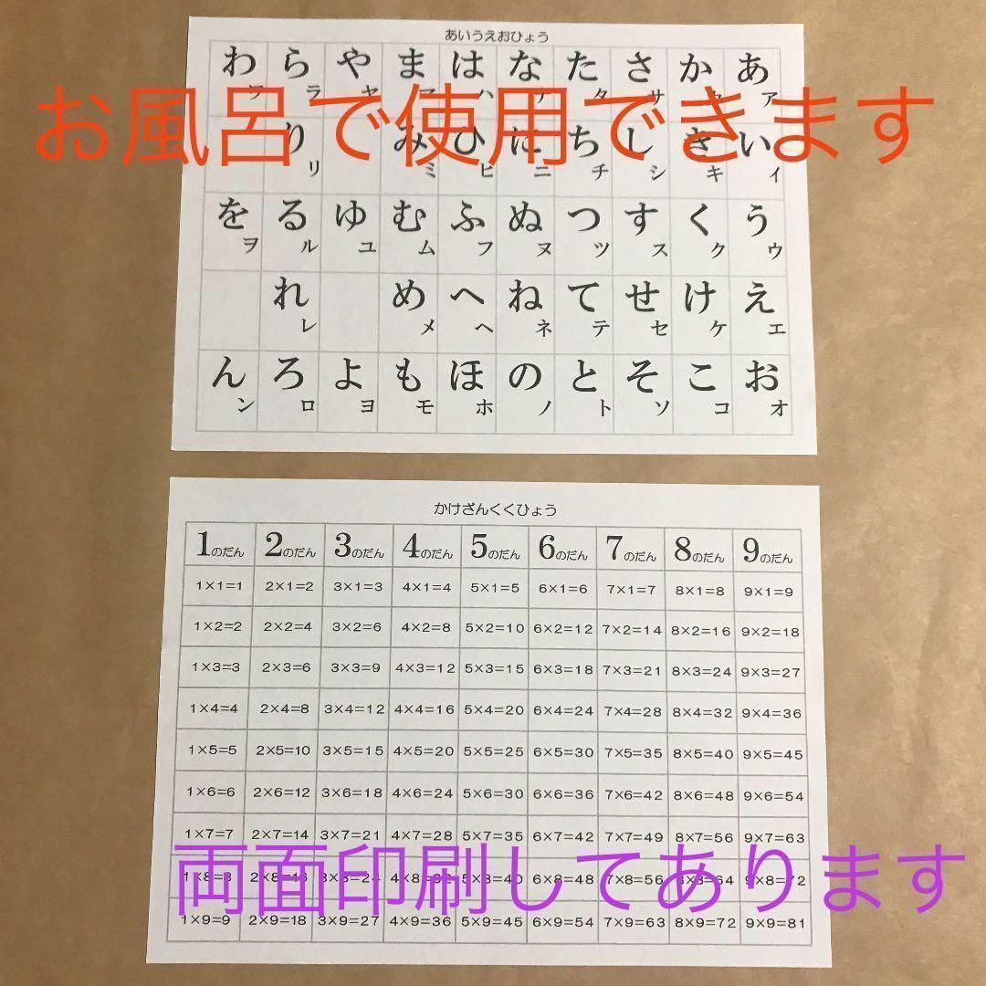 ★お風呂の壁に貼って使える★ シンプルなあいうえお表&かけ算九九表14 キッズ/ベビー/マタニティのおもちゃ(知育玩具)の商品写真