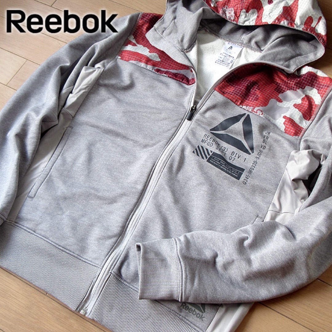 Reebok(リーボック)の美品 M リーボック メンズ パーカージャケット グレー メンズのトップス(パーカー)の商品写真