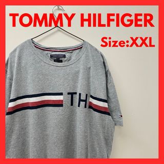 トミーヒルフィガー(TOMMY HILFIGER)の【美品】古着　トミーフィルフィガー　Tシャツ　グレー　メンズ　XXL(Tシャツ/カットソー(半袖/袖なし))