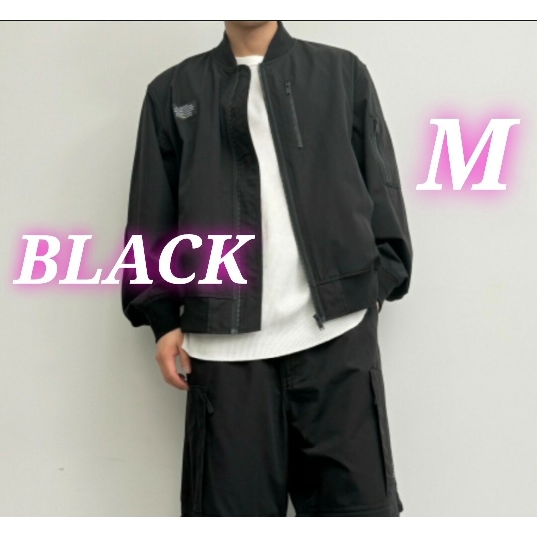 GU(ジーユー)のGU　UNDERCOVER　リブブルゾン　ブラック　Mサイズ　アンダーカバー メンズのジャケット/アウター(ブルゾン)の商品写真