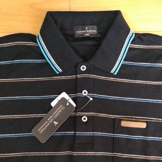 ヴァレンティノ(VALENTINO)のM　クラウディオバレンチノ　新品　半袖ポロシャツ　メンズ　ゴルフウェア　黒(ウエア)