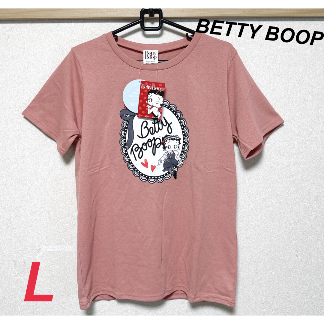 Betty Boop(ベティブープ)の新品　ベティちゃん　レディース　プリント　Tシャツ　サーモンピンク　L レディースのトップス(Tシャツ(半袖/袖なし))の商品写真