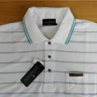 ヴァレンティノ(VALENTINO)のM　クラウディオバレンチノ　新品　半袖ポロシャツ　メンズ　ゴルフウェア　白(ウエア)