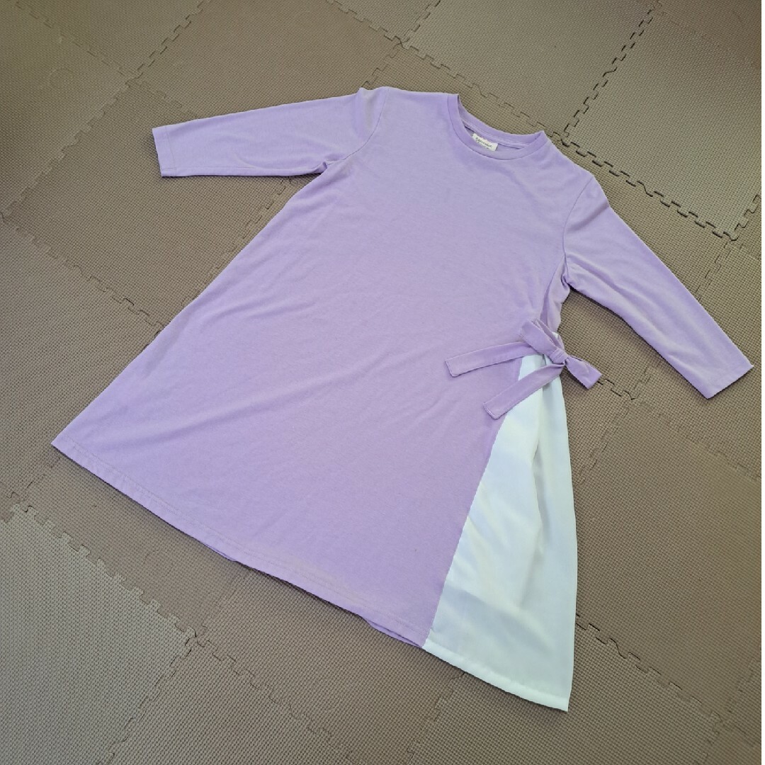 薄いパープル　おしゃれワンピース　120㎝ キッズ/ベビー/マタニティのキッズ服女の子用(90cm~)(ワンピース)の商品写真