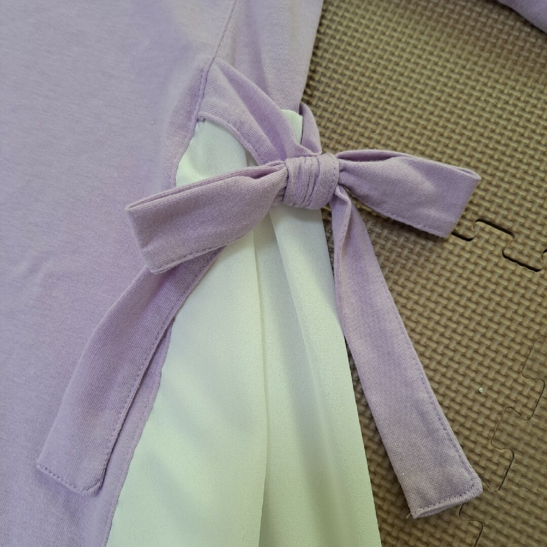 薄いパープル　おしゃれワンピース　120㎝ キッズ/ベビー/マタニティのキッズ服女の子用(90cm~)(ワンピース)の商品写真