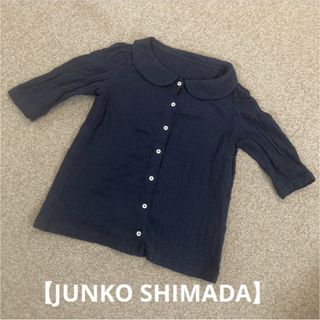 ジュンコシマダ(JUNKO SHIMADA)の【JUNKO SHIMADA】 丸襟 紺色ブラウス  mocassin　S〜M(シャツ/ブラウス(半袖/袖なし))