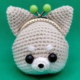 ✿ハンドメイド✿がま口・ポーチ✿手編み・あみぐるみ✿クリーム・チワワちゃん✿(ポーチ)