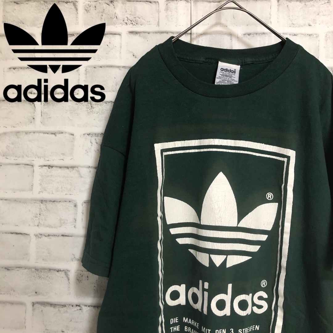 adidas(アディダス)の希少グリーンXL⭐️80s adidasビックトレファイルTシャツvintage メンズのトップス(Tシャツ/カットソー(半袖/袖なし))の商品写真