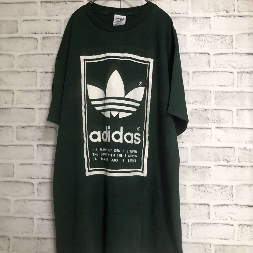 adidas(アディダス)の希少グリーンXL⭐️80s adidasビックトレファイルTシャツvintage メンズのトップス(Tシャツ/カットソー(半袖/袖なし))の商品写真